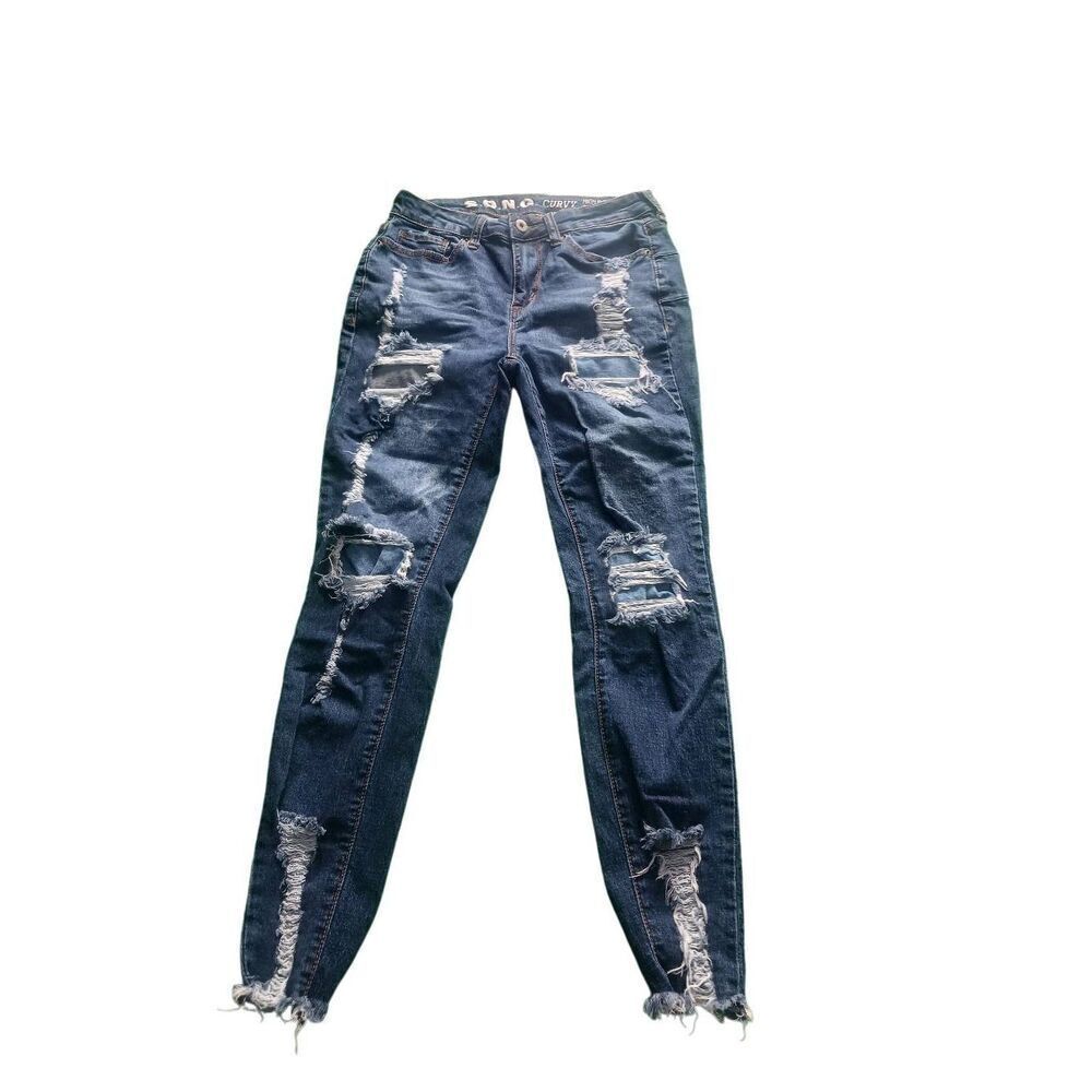 Women's song curvy high rise skinny ankle distressed 5 / 27